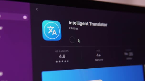 Downloading Installing Intelligent Translator App Store Your Macbook Installing Translation — Vídeo de Stock