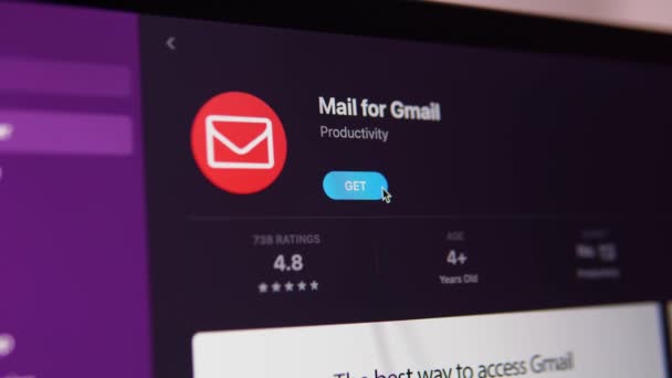 Загрузка Установка Почты Gmail App Store Macbook Загрузка Приложения App — стоковое видео