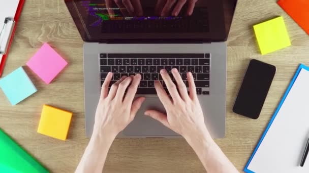 Hands Typing Program Code Html Programming Language Keyboard Laptop Zoom — Vídeo de Stock