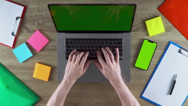 Man Typing Request Search Term Surfing Internet Green Screen Mockup — Video Stock