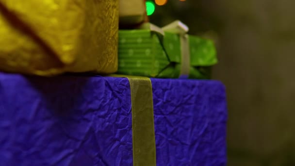 Gifts Corrugated Paper New Year Holiday Rotation — Stock Video