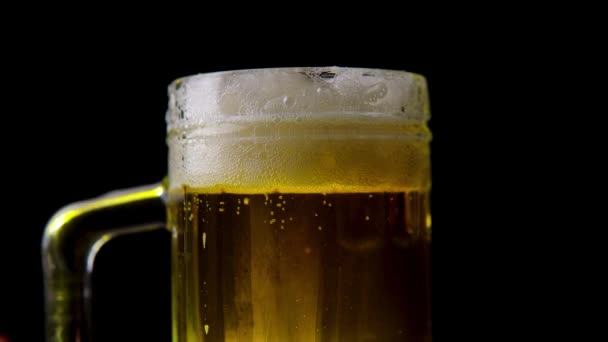 Beer Foam World Beer Day Light Beer Bubbles Light Beer — Vídeo de Stock