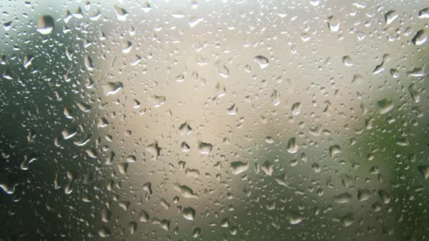 Falling Raindrops Foggy Window Close Rainy Weather Thunderstorm — Stock videók