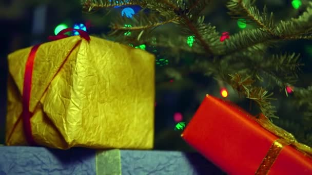Bunch Gifts Corrugated Colorful Gift Wrap Christmas Close — Stok video