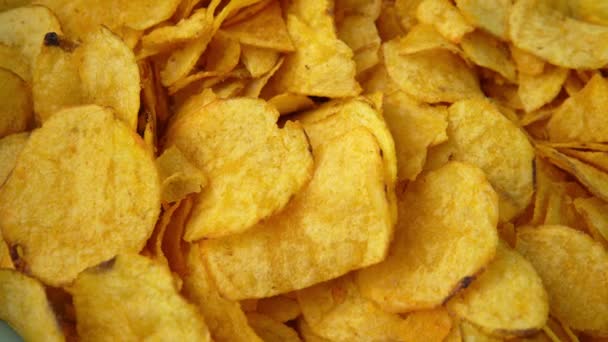 Potato Chips Rotating Close Fast Food Snacks High Quality Footage — Stockvideo