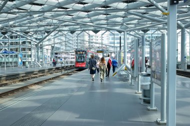 THE HAGUE - AUGUST 25: View of The Hague railway station on 25 August 2022 in the Hague, The Netherlands. The station - run by the Dutch Railway company NS - operates 4,800 trains a day.