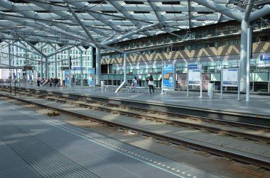 THE HAGUE - AUGUST 25: View of The Hague railway station on 25 August 2022 in the Hague, The Netherlands. The station - run by the Dutch Railway company NS - operates 4,800 trains a day.