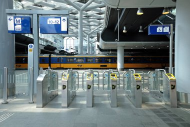 THE HAGUE - AUGUST 25: View of The Hague railway station on 25 August 2022 in the Hague, The Netherlands. The station - run by the Dutch Railway company NS - operates 4,800 trains a day.
