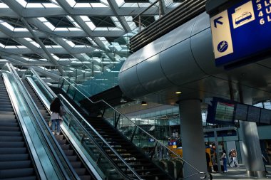 THE HAGUE - AUGUST 25: View of The Hague railway station on 25 August 2022 in the Hague, The Netherlands. The station - run by the Dutch Railway company NS - operates 4,800 trains a day.
