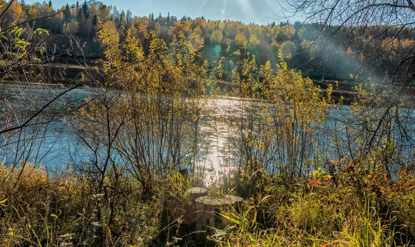 Pittoresk Höstnatur Solens Klara Strålar Bild Tagen Kurgurskij Perm Territory — Stockfoto