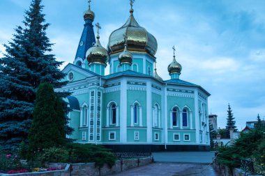 St. Simeons Cathedral against the background of the cloudy sky.