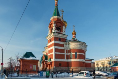 Chelyabinsk, Rusya - 23 Ocak 2022. Muzaffer Büyük Şehit George 'un anısına bir tapınak..