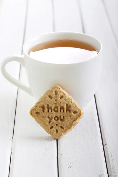 Pieczęć herbatniki z słowa dziękuję — Zdjęcie stockowe