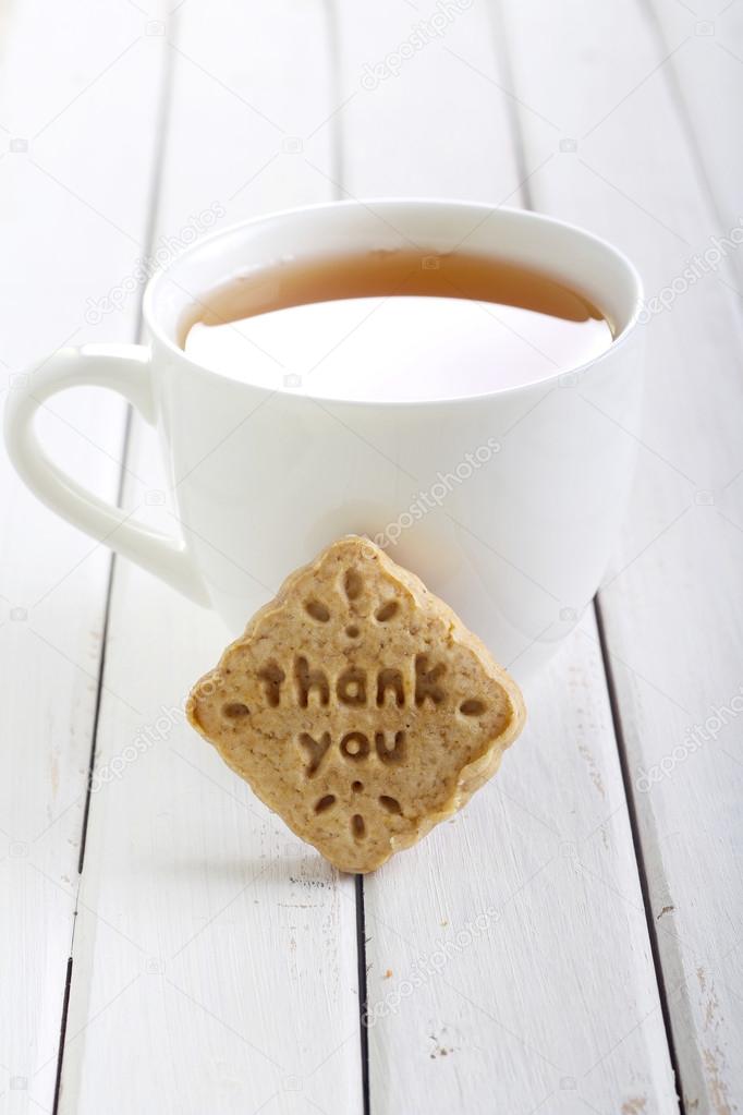 Stamp biscuit with words thank you 