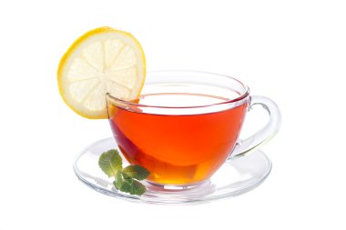 Bir fincan naneli ve limonlu çay.