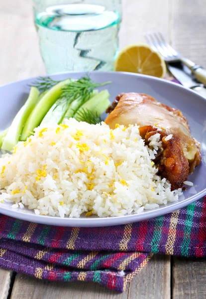 Lemon and coconut rice — Stock Photo, Image