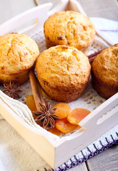 Coconut and apricot muffins Royalty Free Stock Photos