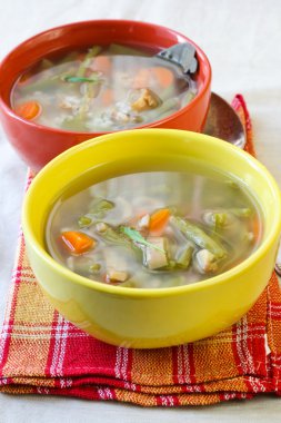 mantar ve yeşil fasulye çorbası