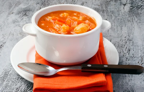 Cauliflower, carrot and rice tomato soup — Stock Photo, Image