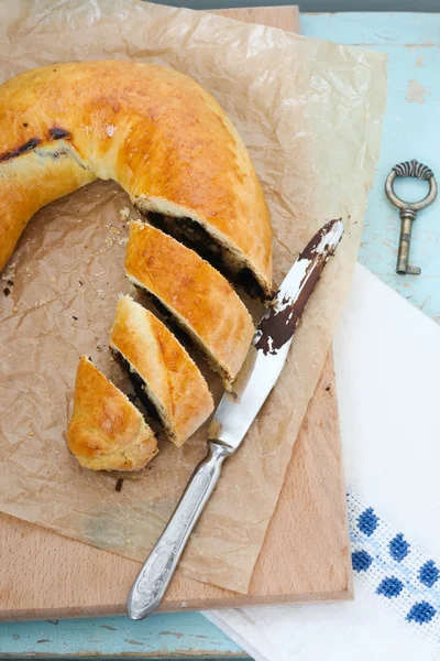 Chocolate filling roll — Stock Photo, Image