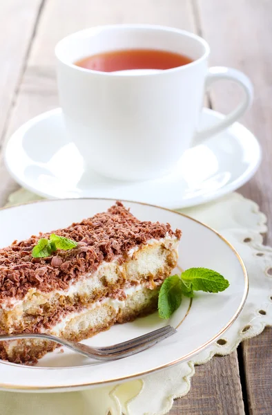 Slice of tiramisu cake — Stock Photo, Image