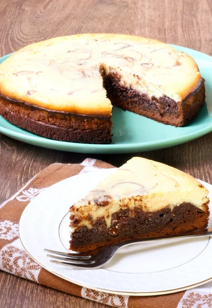 Baked brownie cheesecake — Stock Photo, Image