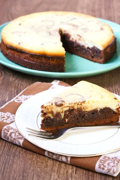 Pişmiş brownie cheesecake — Stok fotoğraf