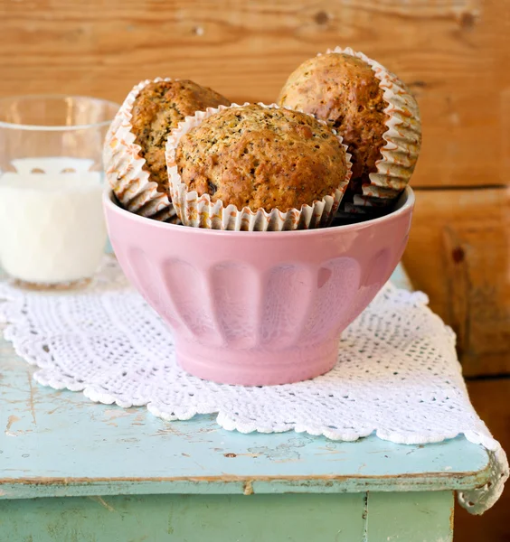 Flax lemon poppy seed muffins — Stock Photo, Image