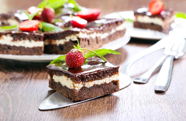 Chocolate Fudge Brownies, — Stockfoto