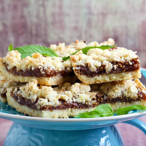 Crumble bars with fig filling — Stock Photo, Image