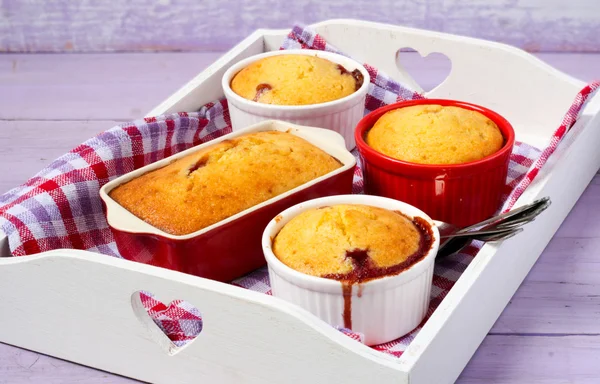 Berry and almond pudding — Stock Photo, Image