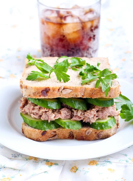 Tuna and cucumber sandwich — Stock Photo, Image
