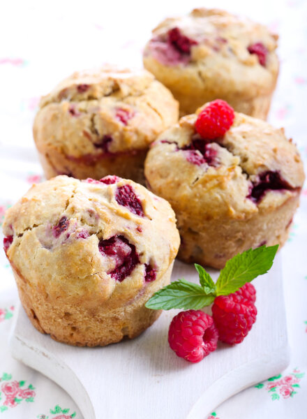 Raspberry bran muffins