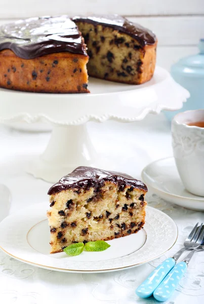 Pastel de chocolate con plátano — Foto de Stock