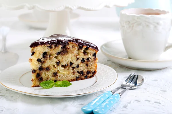 Pastel de chocolate con plátano — Foto de Stock