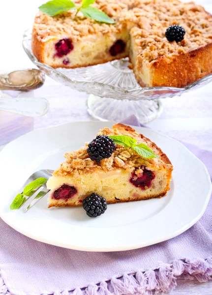 Pastel de manzana y mora — Foto de Stock