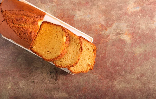 Homemade Sweet Loaf Cake Sliced Board — Stock Photo, Image