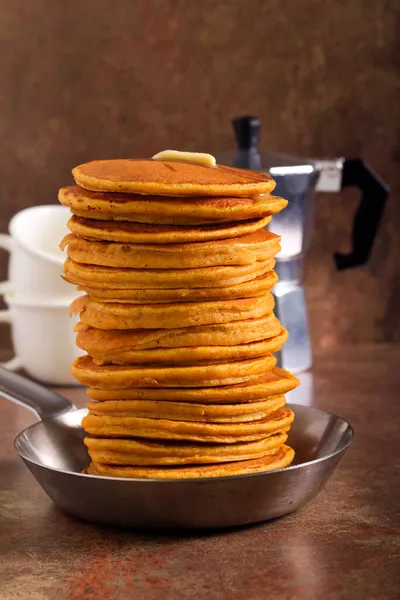 Pile Pumpkin Pancakes Pan — Stock Photo, Image