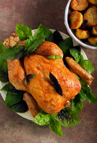 Roast Whole Chicken Plate — Stock Photo, Image