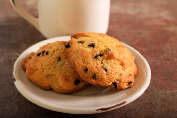 Chocolate Chip Cookies Plate — Stock Photo, Image