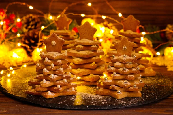 Gingerbread Christmas Tree Cookies Icing Sugar — Stock Photo, Image