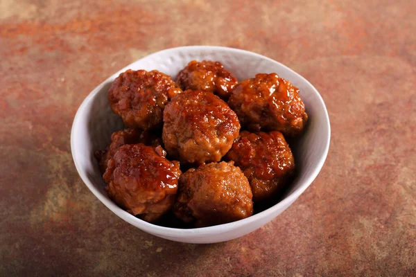 Veal Glazed Meatballs Bowl — Stock Photo, Image