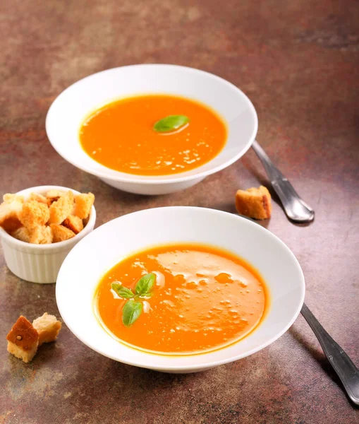 Vegetable Soup Croutons Served — Stock Photo, Image