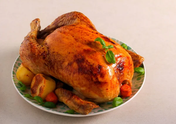 Pollo Croccante Forno Sul Piatto — Foto Stock