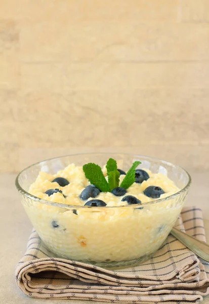 Cottage Cheese Honey Blueberry Healthy Protein Food — Stock Photo, Image