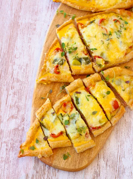 Vegetable Meat Cheese Filling Pide Pies — стоковое фото