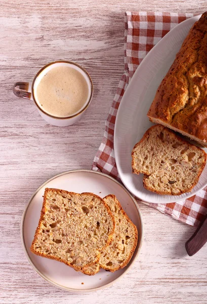 Banana Nut Bread Sliced Served — 图库照片