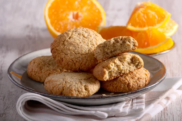 Orange Ginger Oatmeal Cookies Selective Focus — Zdjęcie stockowe