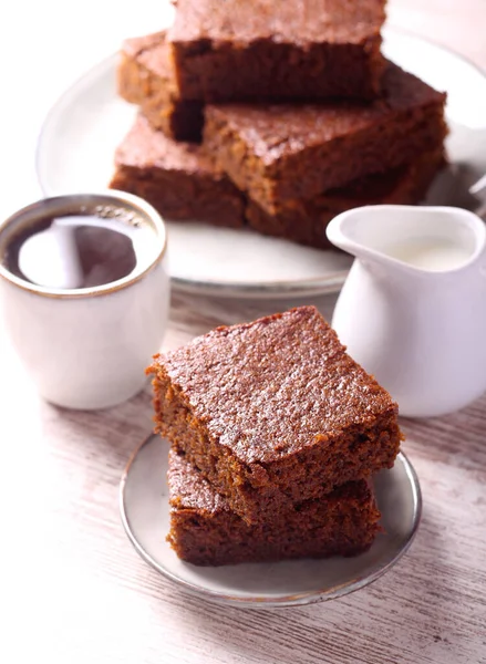 Old Fashioned Gingerbread Sliced Served Coffee — Stock Photo, Image