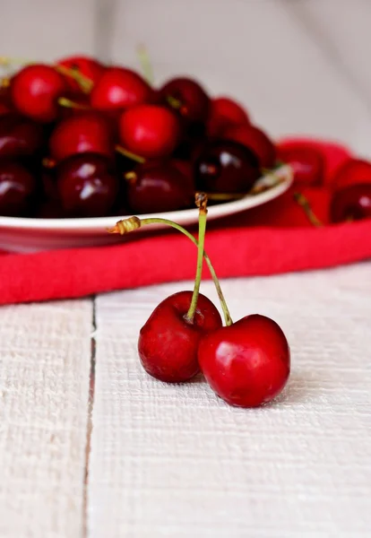 Cherries in a bowl — Stock Photo, Image